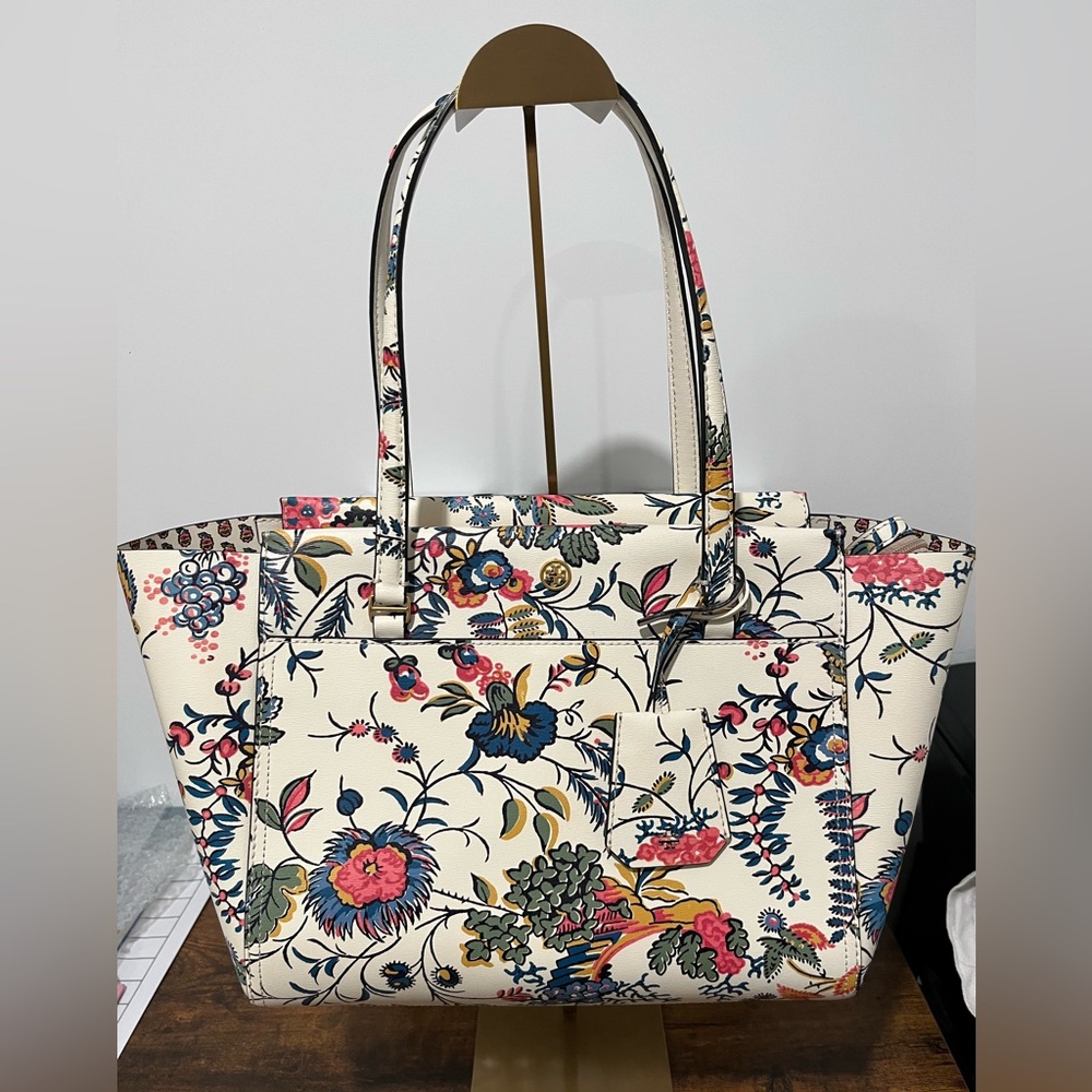 Tory Burch Parker Floral Cream Tote Bag
